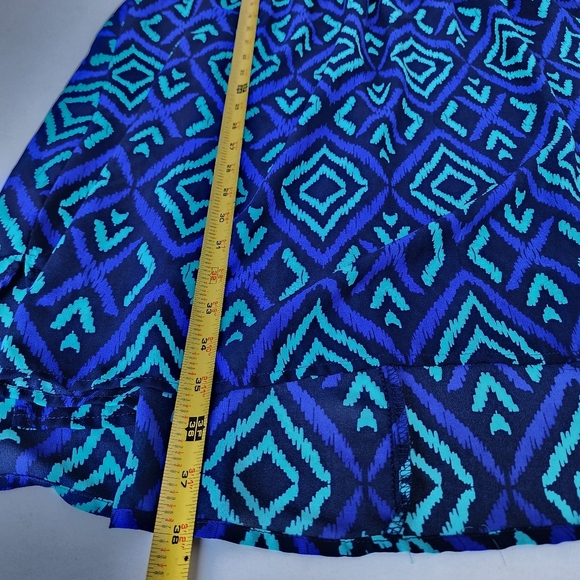 Merona Blue Green Geometric Print Swim Dress Cover-Up Elastic Waist Sheer XL - Picture 12 of 12